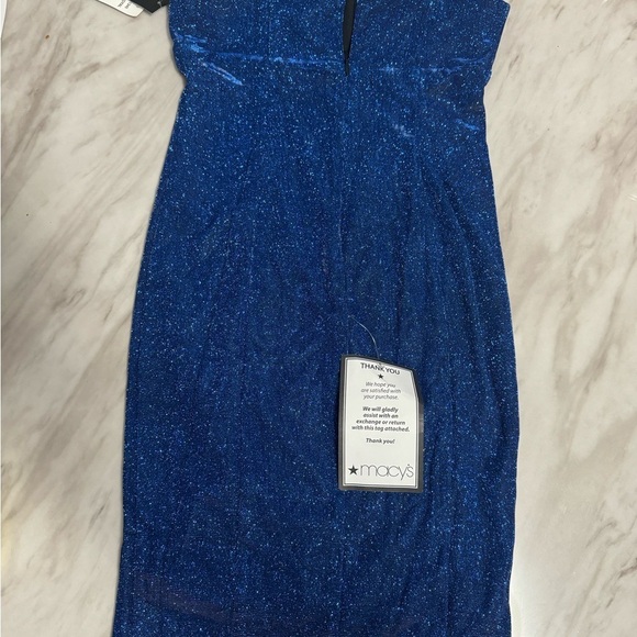Jump Apparel Royal Blue Glitter Sheath Dress Size 12 Spaghetti Strap Square Neck - Picture 9 of 10